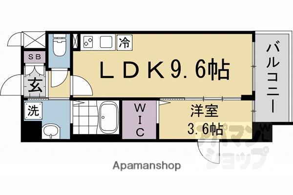 ソルテラス京都JUJO薫(1LDK/7階)の間取り写真