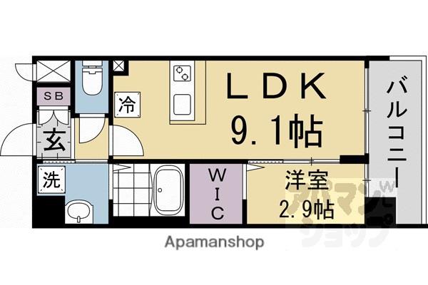 ソルテラス京都JUJO薫(1LDK/4階)の間取り写真