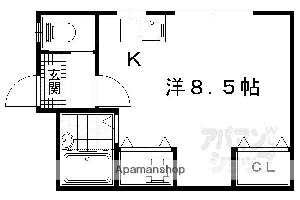 シャローム西野II(ワンルーム/1階)の間取り写真