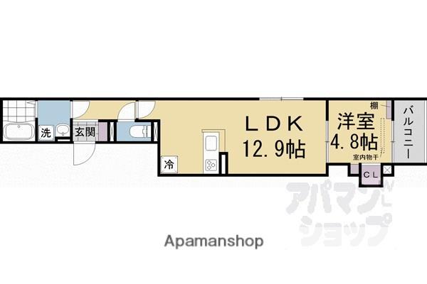 GRAMM丹波口(1LDK/3階)の間取り写真