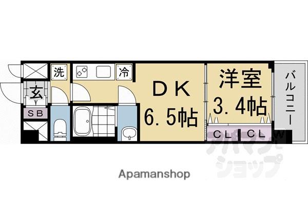 プレサンス十条凜華(1DK/4階)の間取り写真