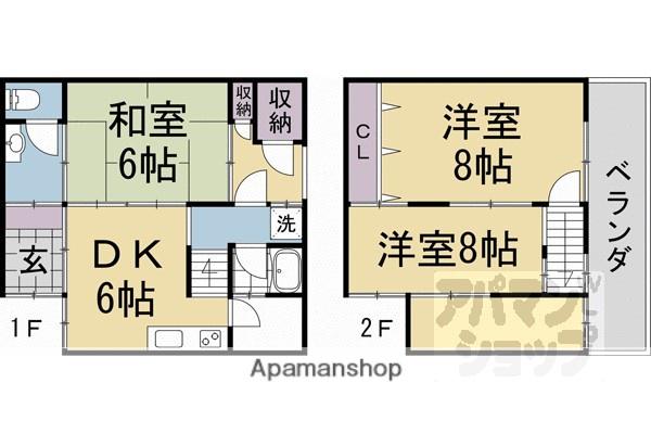 東海道本線 京都駅 徒歩14分 2階建 築77年(3DK)の間取り写真