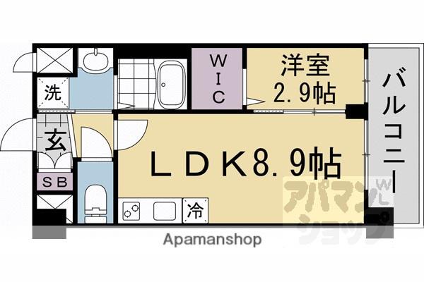 ソルテラス京都JUJO華(1LDK/8階)の間取り写真