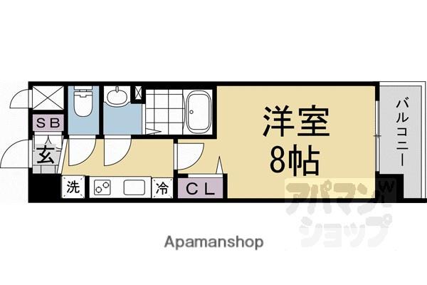 ソルテラス京都JUJO華(1K/6階)の間取り写真