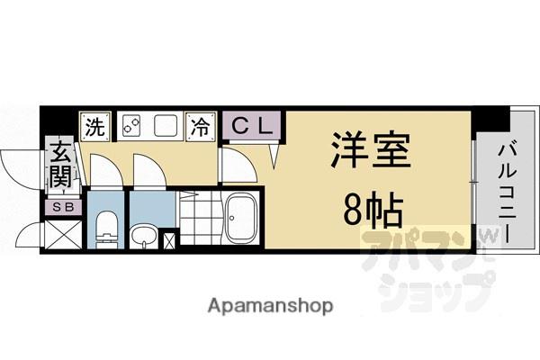 ソルテラス京都JUJO華(1K/7階)の間取り写真