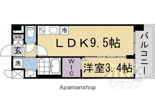 ソルテラス京都JUJO華(1LDK/4階)の間取り写真