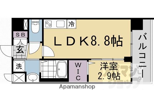 ソルテラス京都JUJO華(1LDK/2階)の間取り写真