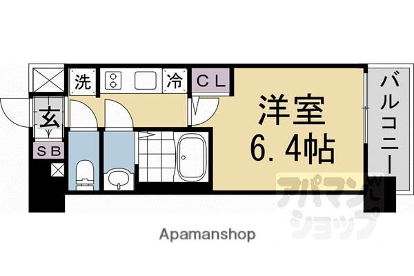 京都府京都市南区 10階建 築1年(1K/2階)の間取り写真