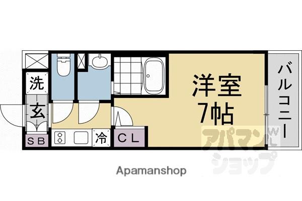 東海道本線 西大路駅 徒歩10分 10階建 新築(1K/9階)の間取り写真