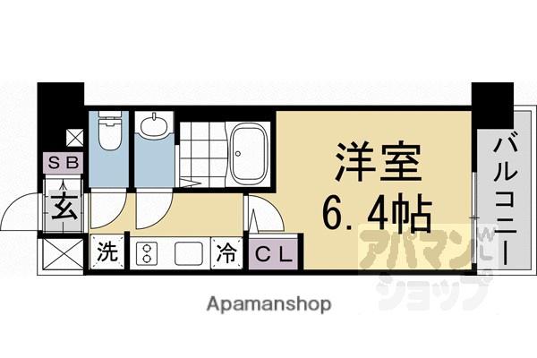 京都府京都市南区 10階建 築1年(1K/4階)の間取り写真