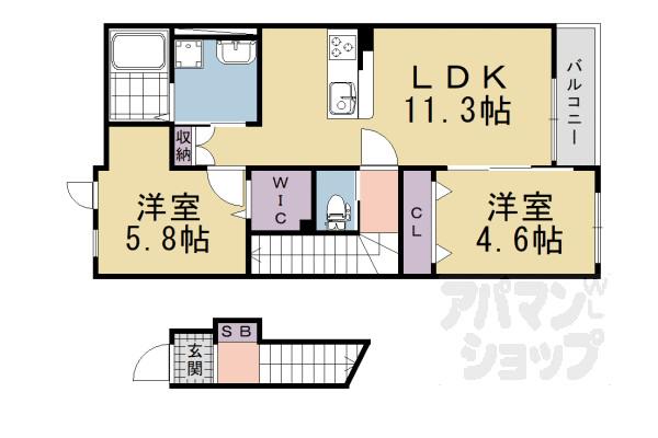 フィラーレ藤(2LDK/2階)の間取り写真