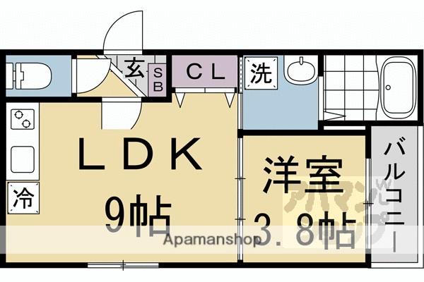 フラッツ六地蔵(1LDK/1階)の間取り写真