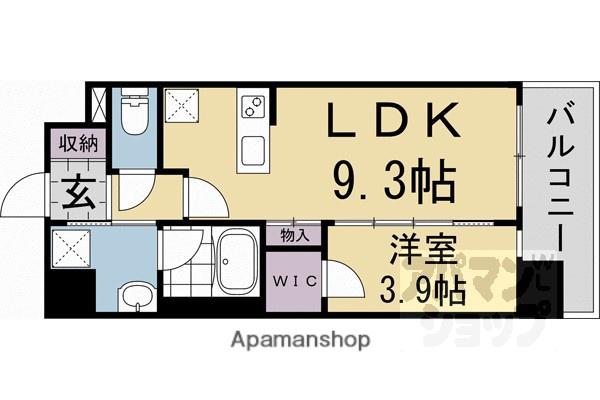ゼフィランサス西大路(1LDK/4階)の間取り写真