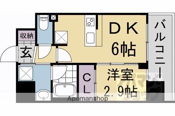 ゼフィランサス西大路(1DK/7階)の間取り写真