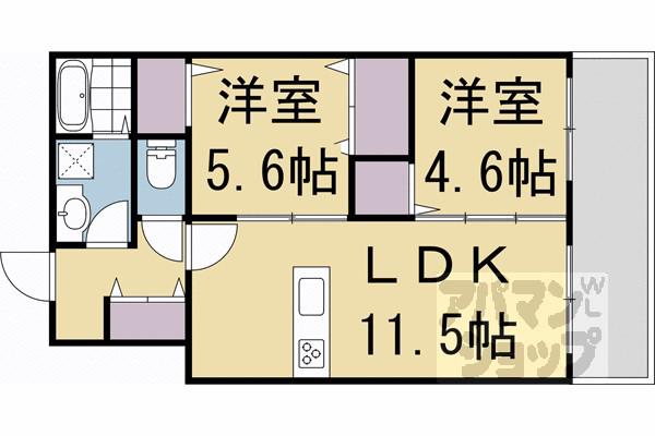フローリア京都(2LDK/2階)の間取り写真