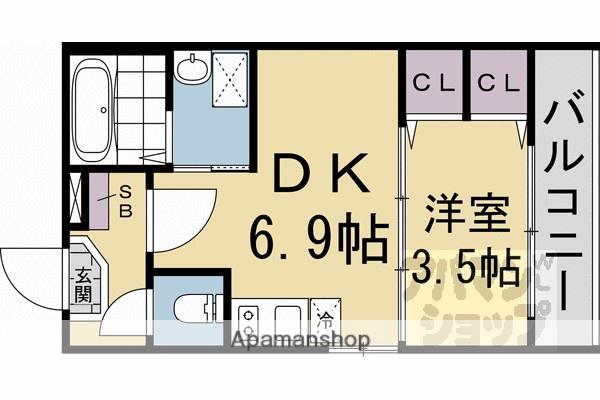 ラ・ヴィル(1DK/1階)の間取り写真