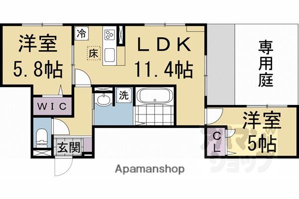 DーROOM伏見駅前(2LDK/1階)の間取り写真