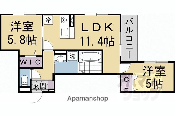 DーROOM伏見駅前(2LDK/3階)の間取り写真