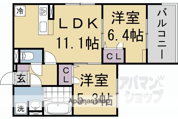 DーROOM伏見駅前(2LDK/2階)の間取り写真