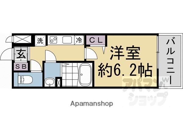 THEORY KYOTO AURA(1K/1階)の間取り写真