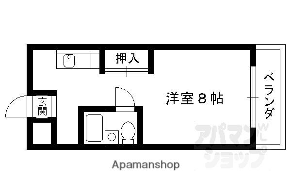 ベルウィッシュ長岡京(1K/2階)の間取り写真