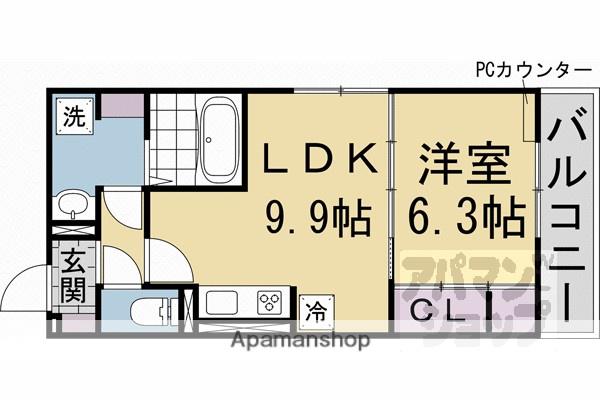 GRAMM西伊達(1LDK/3階)の間取り写真