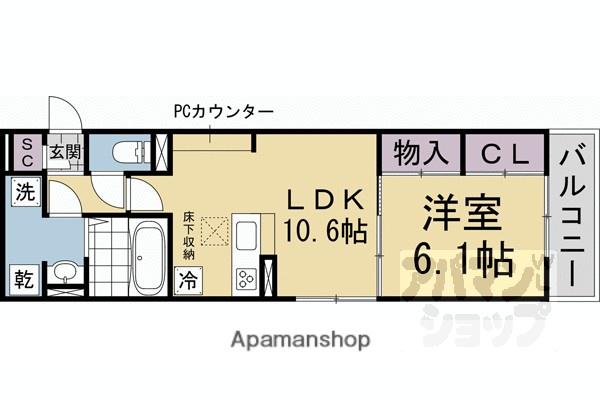 GRAMM西伊達(1LDK/1階)の間取り写真
