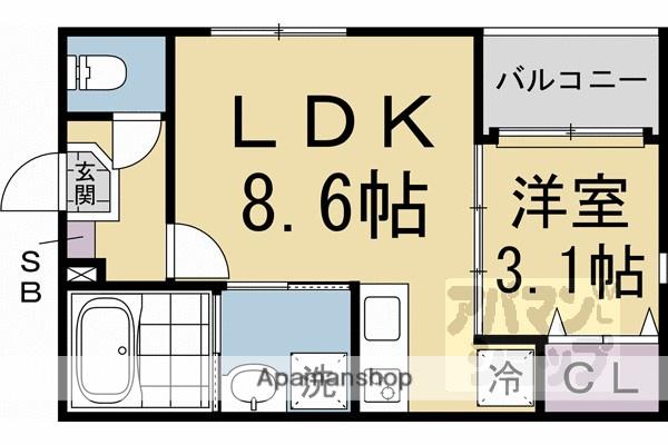ハーモニーテラス吉祥院西定成町(1LDK/1階)の間取り写真