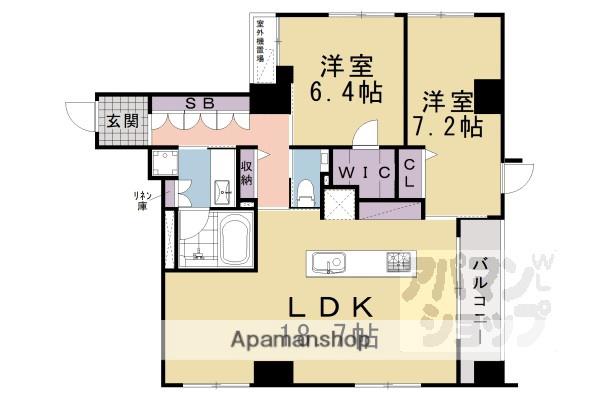 GRANLUXE御所南(2LDK/3階)の間取り写真