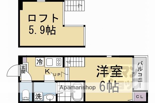 ハーモニーテラス淀新町II(ワンルーム/2階)の間取り写真