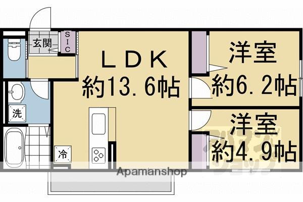 東海道本線 桂川駅(京都) 徒歩15分 3階建 新築(2LDK/3階)の間取り写真