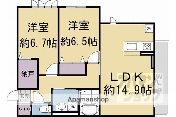 東海道本線 桂川駅(京都) 徒歩15分 3階建 新築(2LDK/3階)の間取り写真