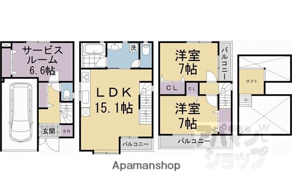 東海道本線 京都駅 徒歩9分 3階建 築22年(2SLDK)の間取り写真