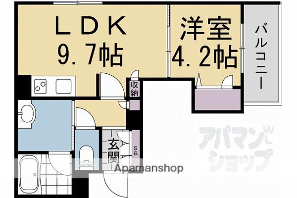 ディアマンテ鴨川五条(1LDK/2階)の間取り写真