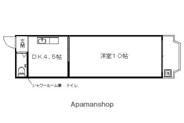 明輝マンションD棟(1DK/3階)の間取り写真