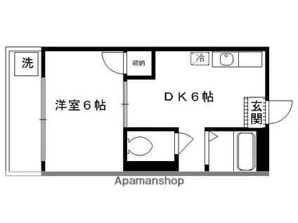 パールハイツイナリ(ワンルーム/1階)の間取り写真