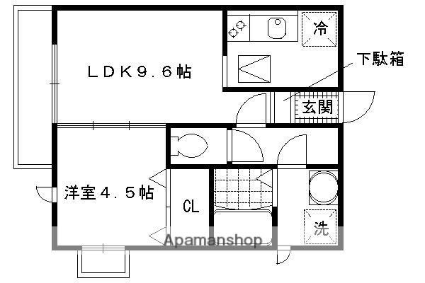 ブリランテ大谷(1LDK/2階)の間取り写真