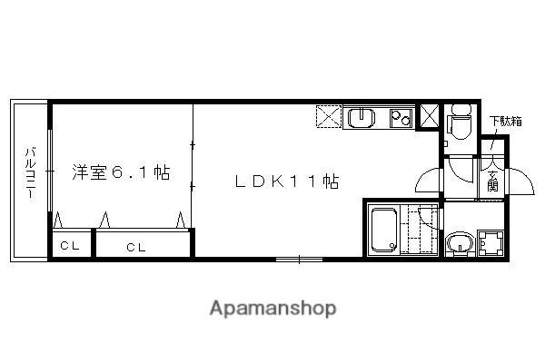 カサドラーダ九条烏丸(1LDK/3階)の間取り写真