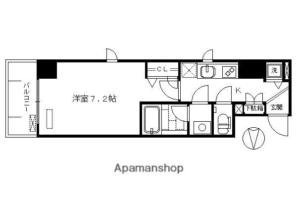ベラジオ五条堀川III(1K/2階)の間取り写真