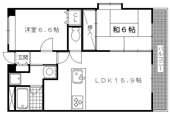 ルピナス・ヴィータ(2LDK/5階)の間取り写真
