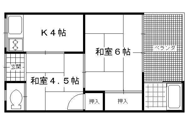 美沢荘(2DK/2階)の間取り写真