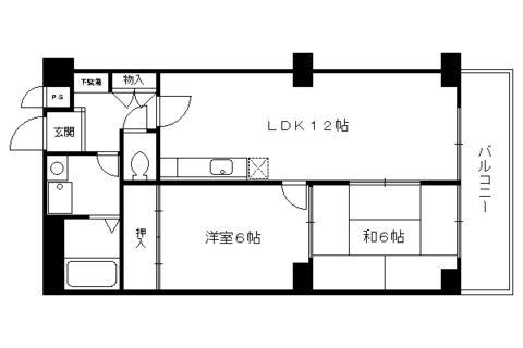 インペリアルパレス・リバーサイド(2LDK/5階)の間取り写真