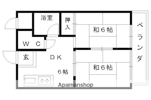 パレス稲荷(2DK/3階)の間取り写真
