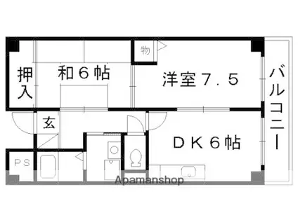トーシンハイツ桃山(2DK/3階)の間取り写真