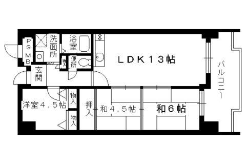 グリンハイム轟(3LDK/3階)の間取り写真