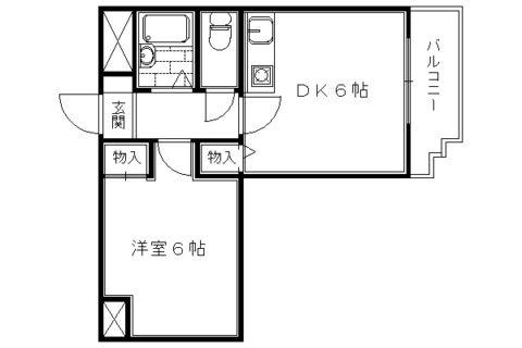 エステート朱雀(1DK/2階)の間取り写真