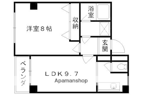 下京区西新屋敷太夫町マンション(1LDK/2階)の間取り写真