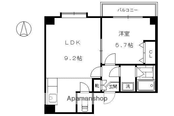 下京区西新屋敷太夫町マンション(1LDK/2階)の間取り写真