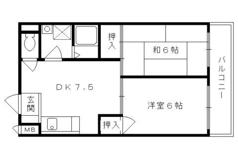 沢町ハイツ(2DK/2階)の間取り写真