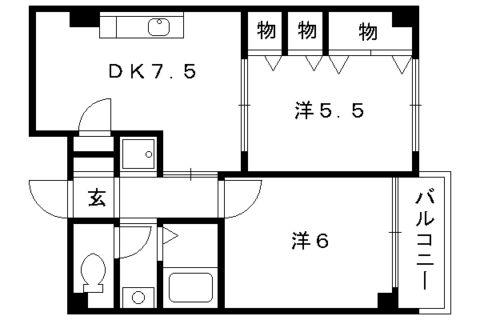 セントアミュー(2DK/2階)の間取り写真